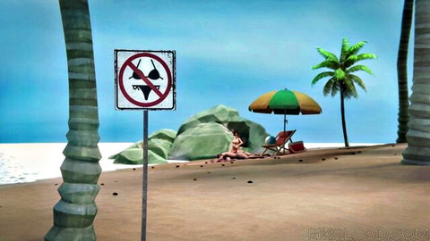 Tracer and Zarya nude beach sunbathing in Overwatch 3D hentai parody