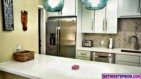 MILF stepmom kitchen tease in stepson's fantasy video thumbnail