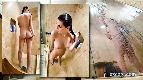 Fiona Frost nude in steamy shower, wet body on display