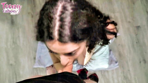 Angel Gostosa kneeling for intense face fucking blowjob POV