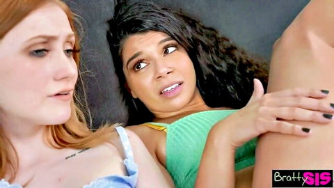 Scarlet Skies and Harley Haze surprised in Bratty Sis challenge
