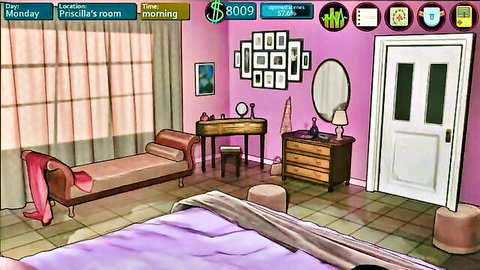 Anime fantasy babe in seductive morning bedroom scene