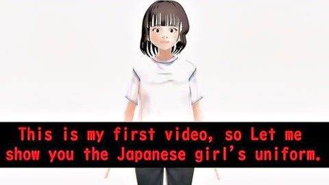 Anime Japanese schoolgirl in uniform teases for first video strip to underwear