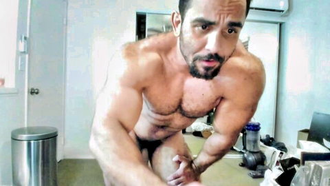 Muscular Latino man Benjibastian poses shirtless in underwear, gay adult thumbnail