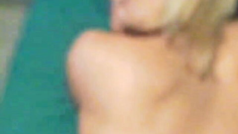 Short blonde haired kinky chick bare back outdoor, ready for punishment