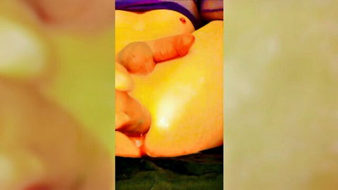 Felixxx More pushes jizz back into her tight backside, anal creampie closeup