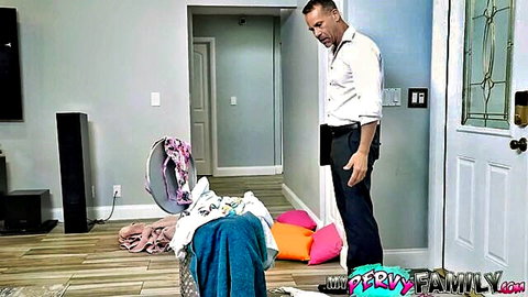 Gracie Gates teases in laundry room with stepdad in My Pervy Family