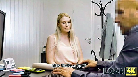 Diane Chrystal in pink top seduces loaner in office sex scene Loan4K