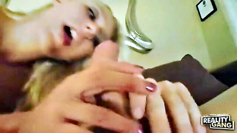Blonde wife caught cheating with exposed tits during intense fuck