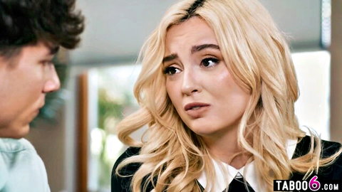 Blonde religious girl in uniform looks shocked as boyfriend suggests anal before marriage