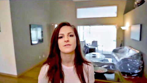 Clover Baltimore redhead milf in casual pink top, sexy home tease