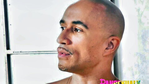 King Noire shirtless profile in PansexualX anal scene with Ariel Demure