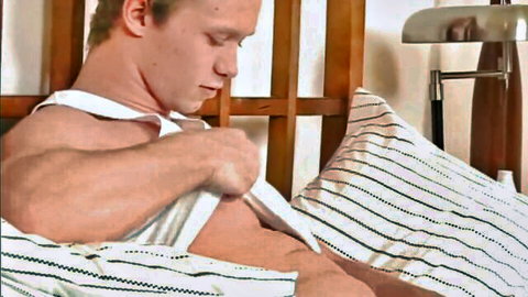 Clay Walker muscular blonde in white briefs hand inside solo tease