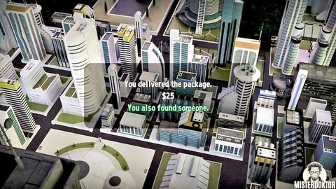 Cartoon cityscape delivery scene in Porn Sanji Dream Adventure ep. 55