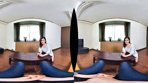 Japanese woman spreads legs wide with pants pulled down teasing in VR POV solo view