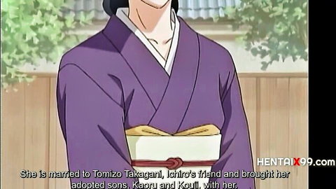 Anime housewife in purple kimono, pure corruption hentai thumbnail