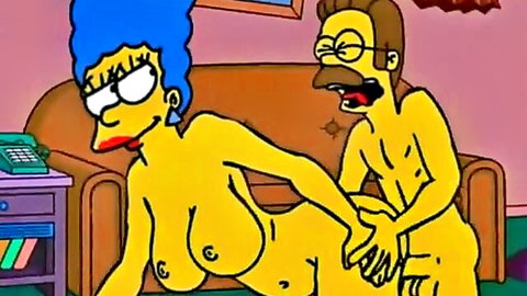 Marge Simpson nude cartoon sex with Homer, swinger wife scene