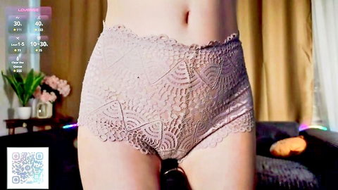 teneshachappie teasing in pink lace panties, slim body reveal