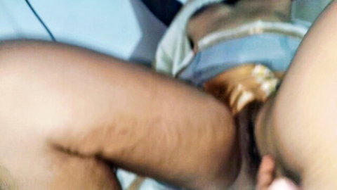 Hairy cock penetrating spread South Asian pussy closeup during intense fuck
