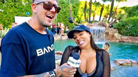 Luna Star in revealing bikini top at pool party with Ryan Pownall