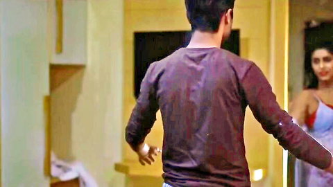 Devangi Teacher hot Indian MILF in sexy blue saree blouse couple scene
