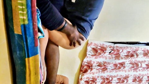 Tamil MILF squatting with hand between legs, dark skin amateur tease