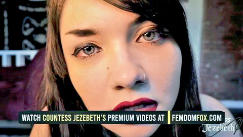 Countess Jebeth's intense seductive gaze in femdom promo thumbnail