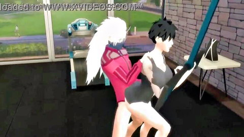 Anime Videl seduces Madara in gym training for naughty exercises and sex