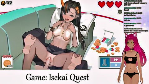 Lewd VTuber neko rides big dick for creampie in isekai quest livestream