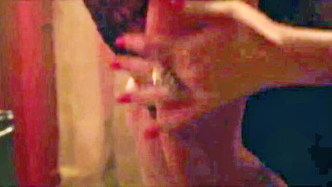 Luana Piovani hand cupping nude breast in party sex scene