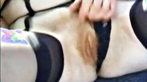 Mature British woman exposing hairy pussy on Spain holiday