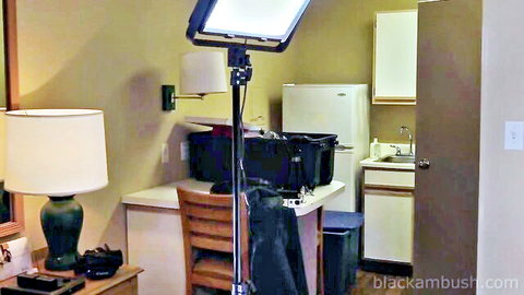 Black Ambush filming setup for blonde rough nailing scene
