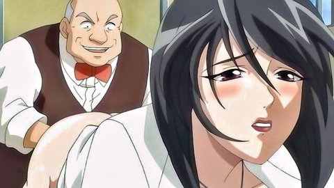 Anime teacher surprised as student grabs her ass from behind