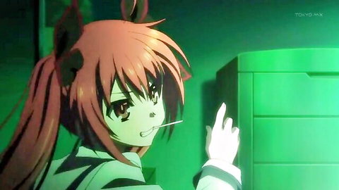 Excited anime teen with fox ears in school uniform teases shy schoolboy ecchi fun