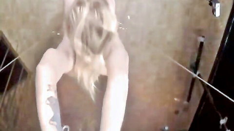 Blonde in extreme bondage, suspended nude for passionate sex games