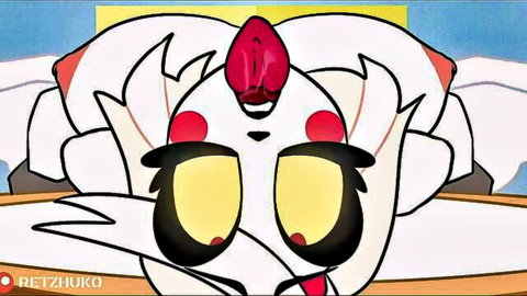 Sera x Charlie Hazbin Hotel hentai close-up with tongue out, fan animation