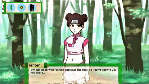 Anime Tenten seductively posing in tight pink qipao dress revealing midriff in forest