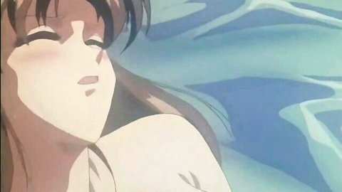 Blushing anime girl with long brown hair in watery scene, Parade Parade Ep.2