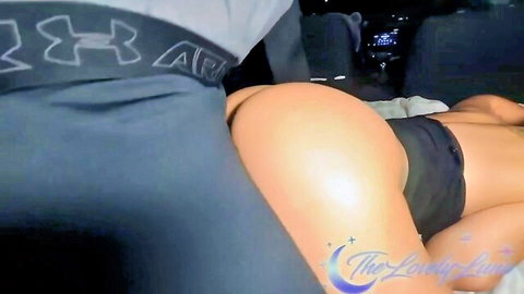 Latina babe's huge shiny ass exposed in car backseat for rough doggy fuck by Under Armour guy