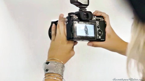 Sarah Vandella taking seductive selfie with camera in lesbian foreplay