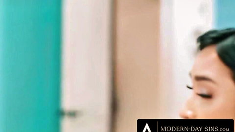Seductive Asian lesbian in risky scissoring house scene