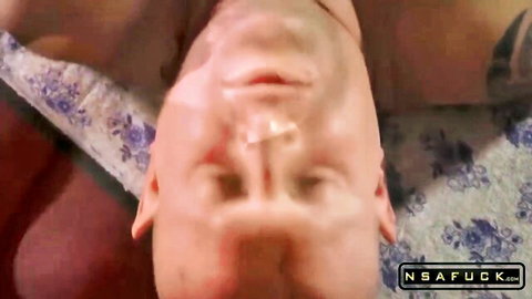 Upside-down POV amateur facial cumshot on flexible guy, explicit semen on face