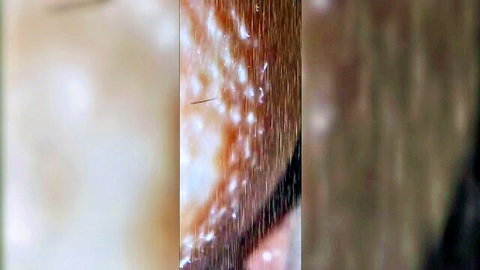 Lesbian wife cheating sloppy seconds close-up on hairy pussy with fluids