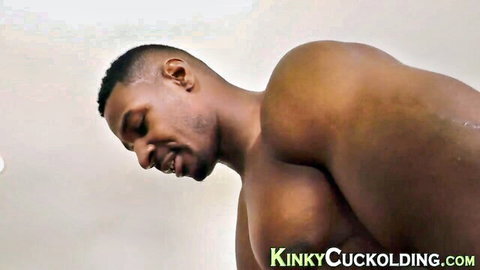 Muscular Black man in cuckold scene with Riley Reid, post-sex gobbling