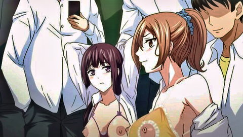 Anime hentai sisters netorare scene, exposed breasts with men