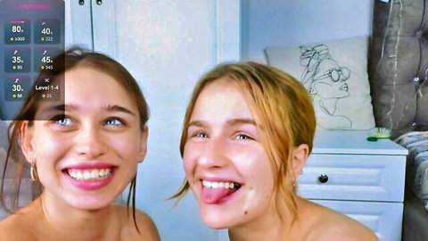 Lisanelsona and blonde friend wet kissing on Chaturbate amateur cam