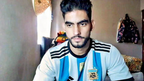 Jackecuador hot Latino guy in Argentina soccer jersey, gay tease