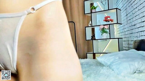 Geniafrend in sheer white panties, teasing webcam close-up