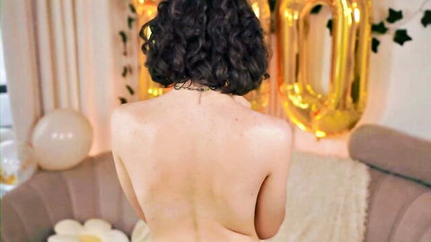 you_fell_in_love curly brunette teases with bare back and small tits flash