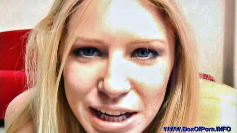 Blonde Allison's intense close-up expression in hot solo action
